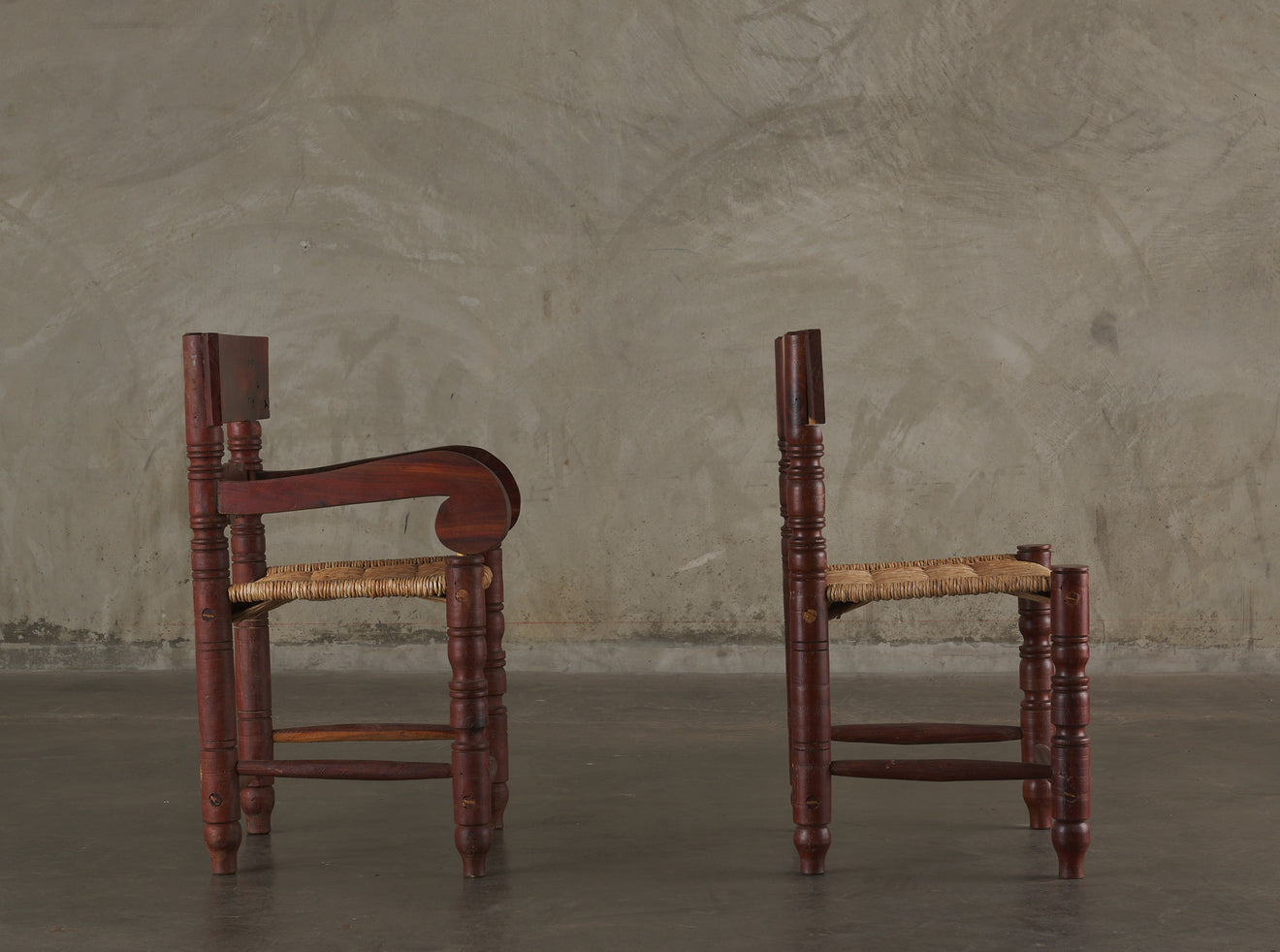PAIR OF TROPICAL WOOD SIDE CHAIRS